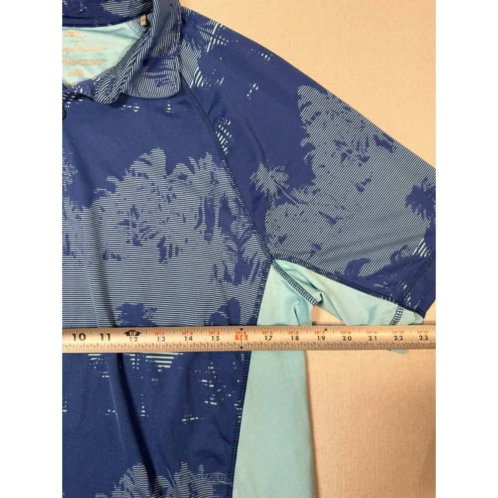 Tommy Bahama IslandActive Mens Blue Palm Tree Print UPF 30 Polo Shirt Size M