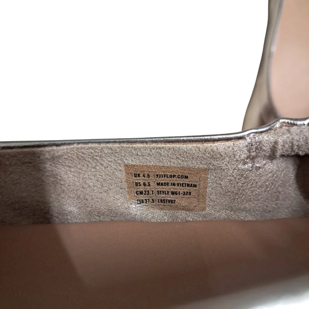 FitFlop Allegro Ballet Flats Womens 6.5 Rose Gold Metallic Leather Slip On