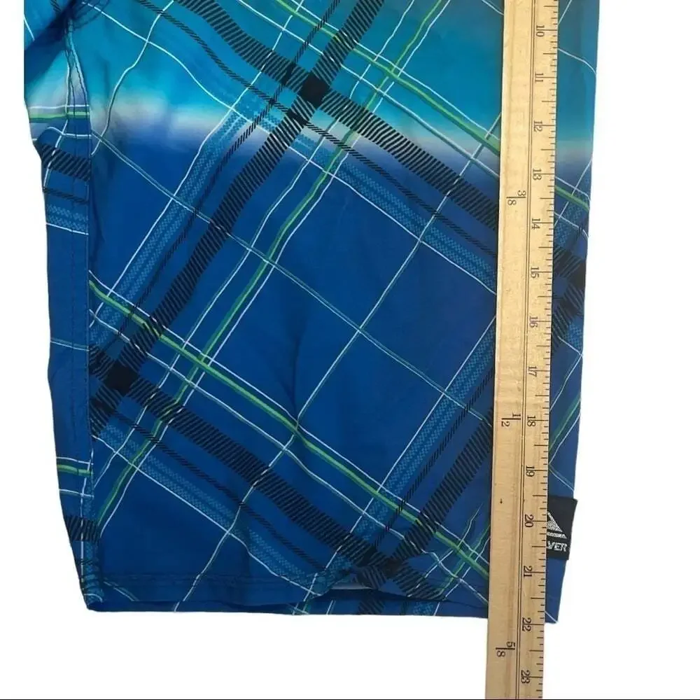 Quicksilver Men's Blue Striped Pocket Hybrid Board Shorts Swimwear Size …