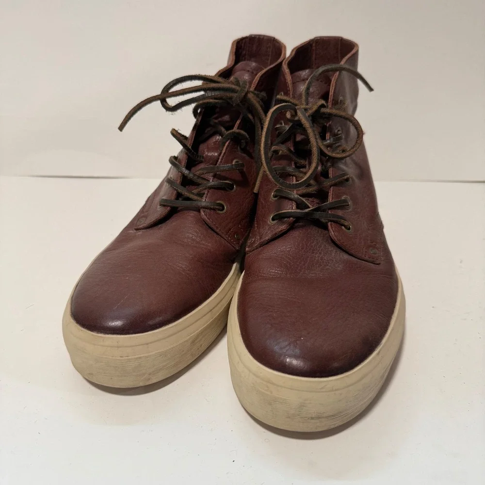 Frye Mens Beacon High Top Sneakers 11.5‎ Brown Leather Lace Up 7200043-BRN