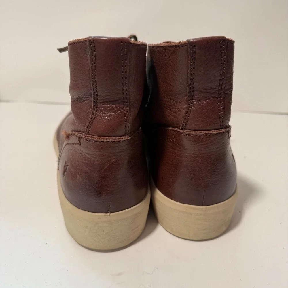 Frye Mens Beacon High Top Sneakers 11.5‎ Brown Leather Lace Up 7200043-BRN
