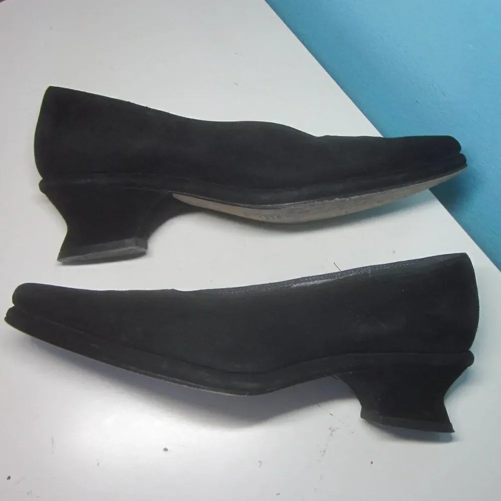 Yoki Shoes Black Velvet Leather Pointy Toe Shoes 39 / 8