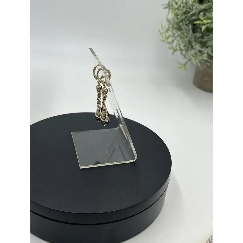Givenchy Womens Gold‎ Tone Red Clear Crystal Dangle Drop Lever-back Earring New