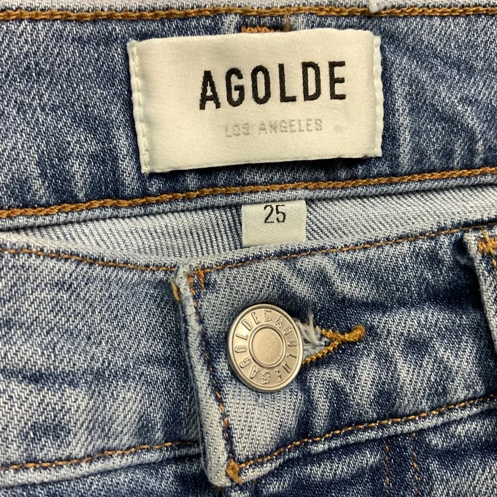 AGOLDE Willow High Rise Straight Leg‎ Button Fly Jeans Womens 25 Light Wash Blue