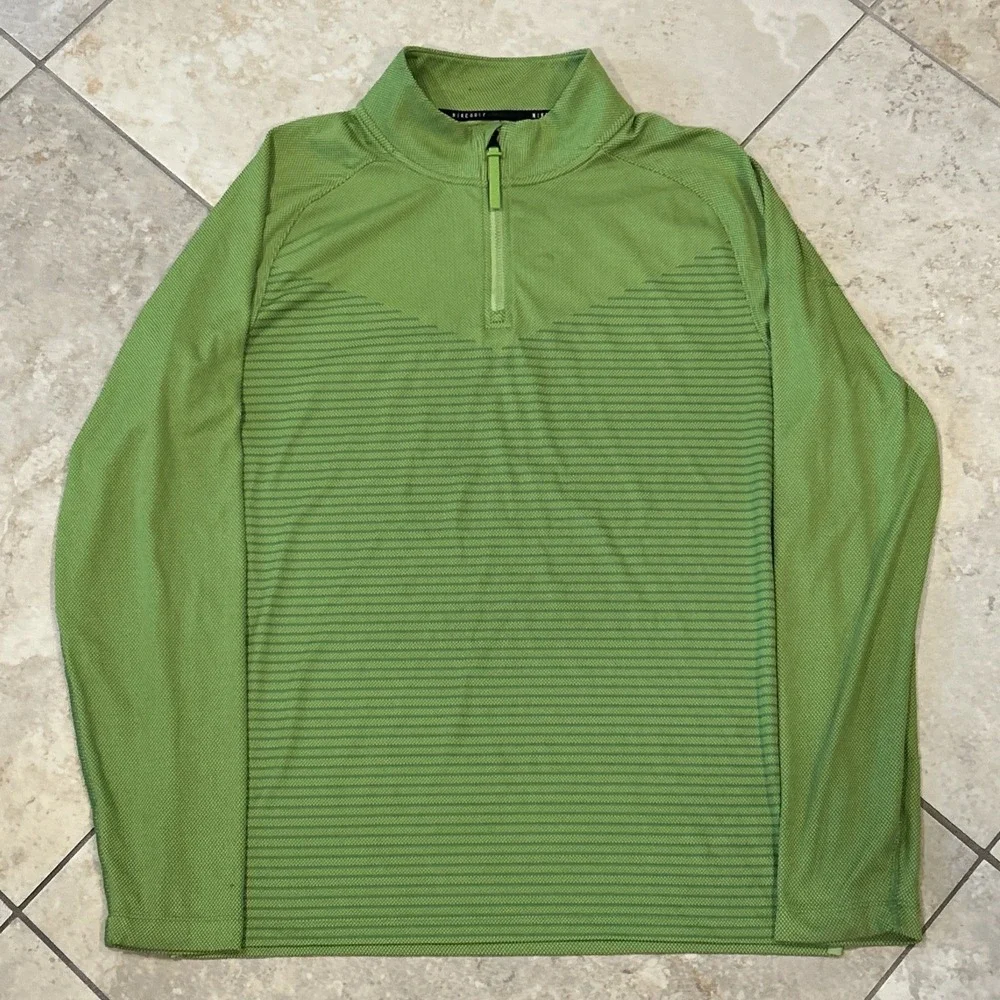 Nike Dri-FIT ADV Vapor Mens‎ M Green Chevron 1/4 Zip Gold Top Stretch DH0982-377