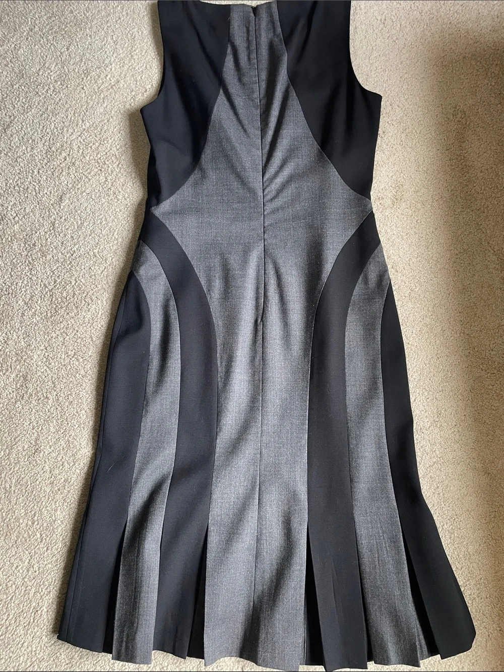 Michael Kors Sleeveless Gray and Black Panel Fit-and-Flare Dress