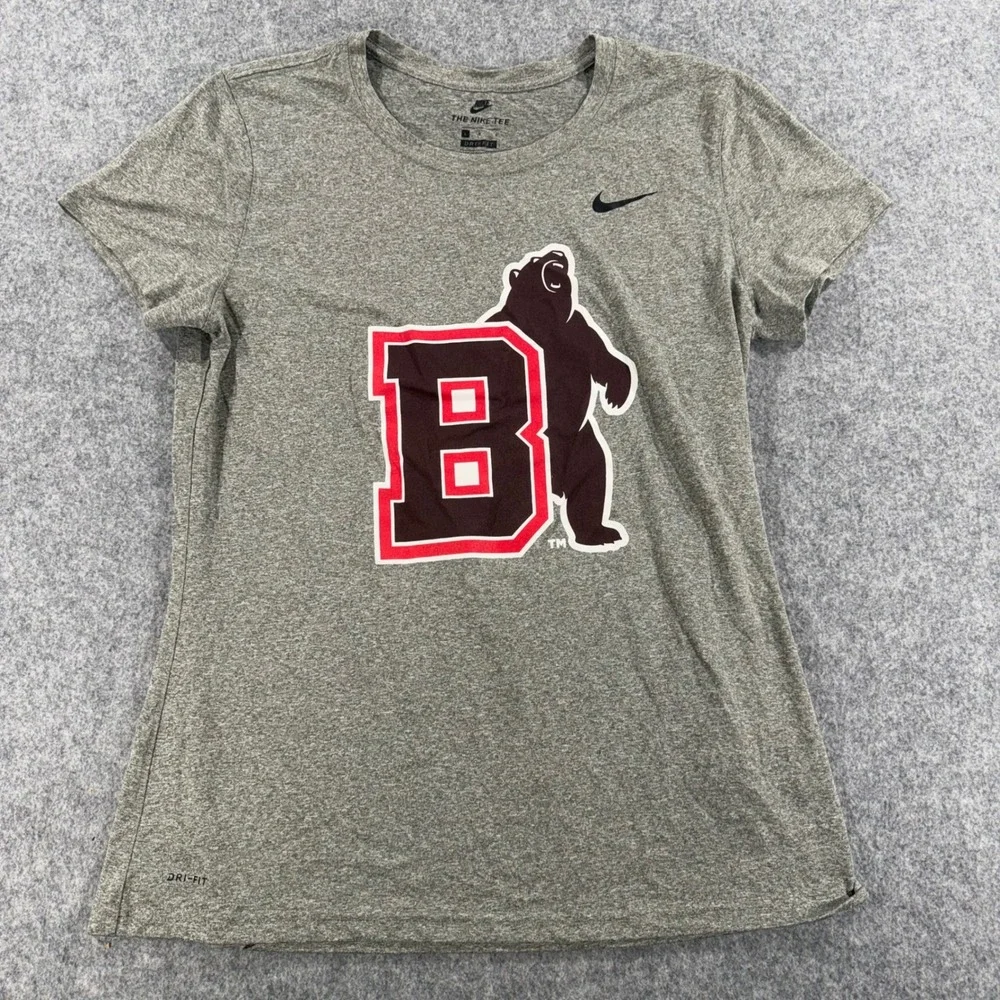 Nike Dri-FIT Gray Heather Brown University Graphic T-Shirt Womens L Short Sleeve