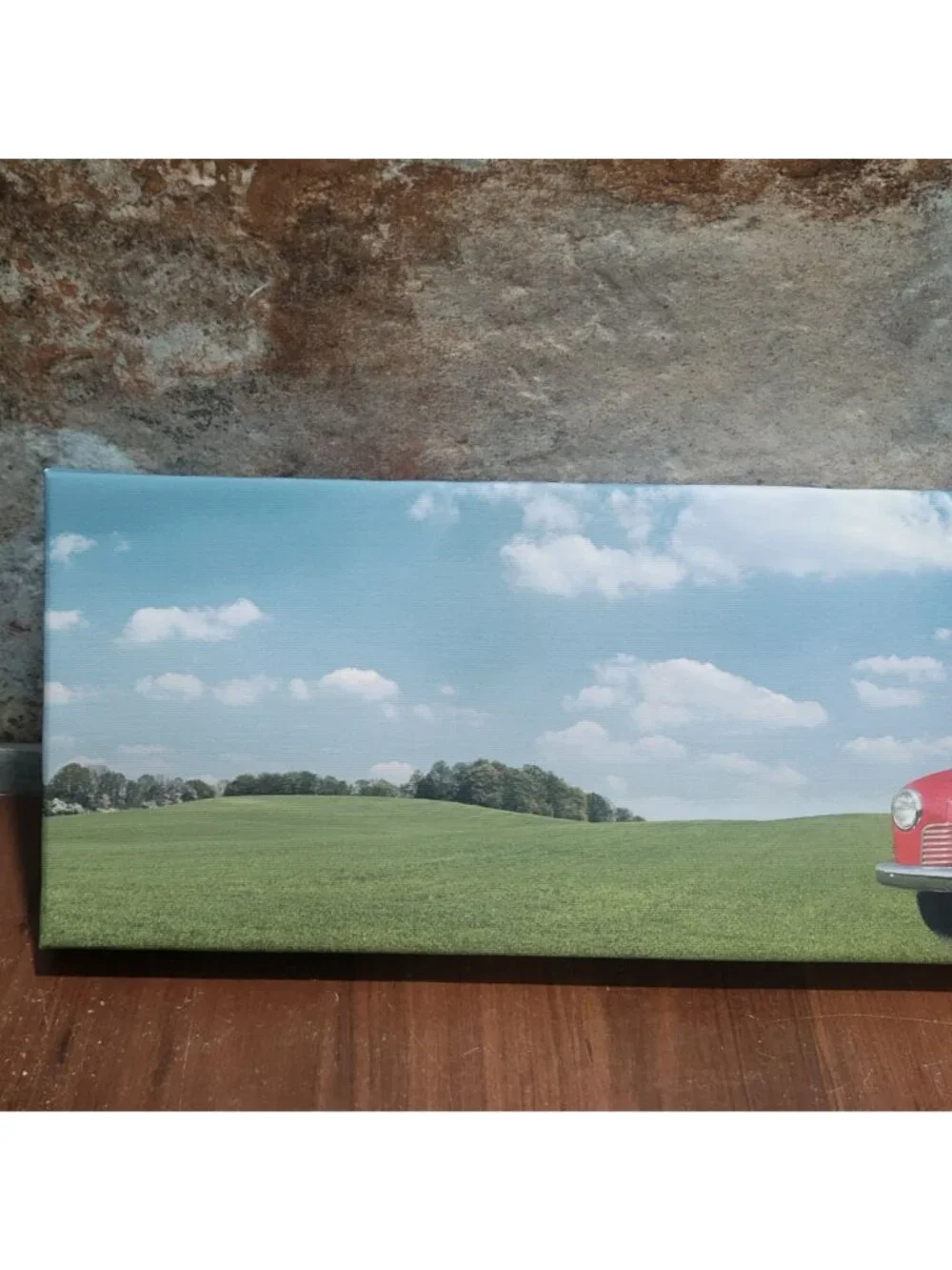 Wall Decor Hanging Picture Red Truck American Flag USA