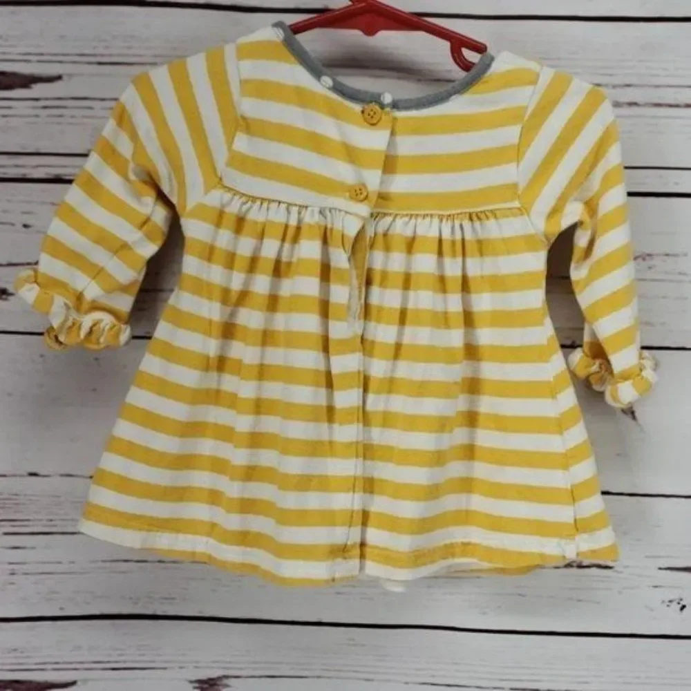 Good Lad Baby Girl Yellow & White Stripe Grey‎ Elephant Shirt Size 12 months