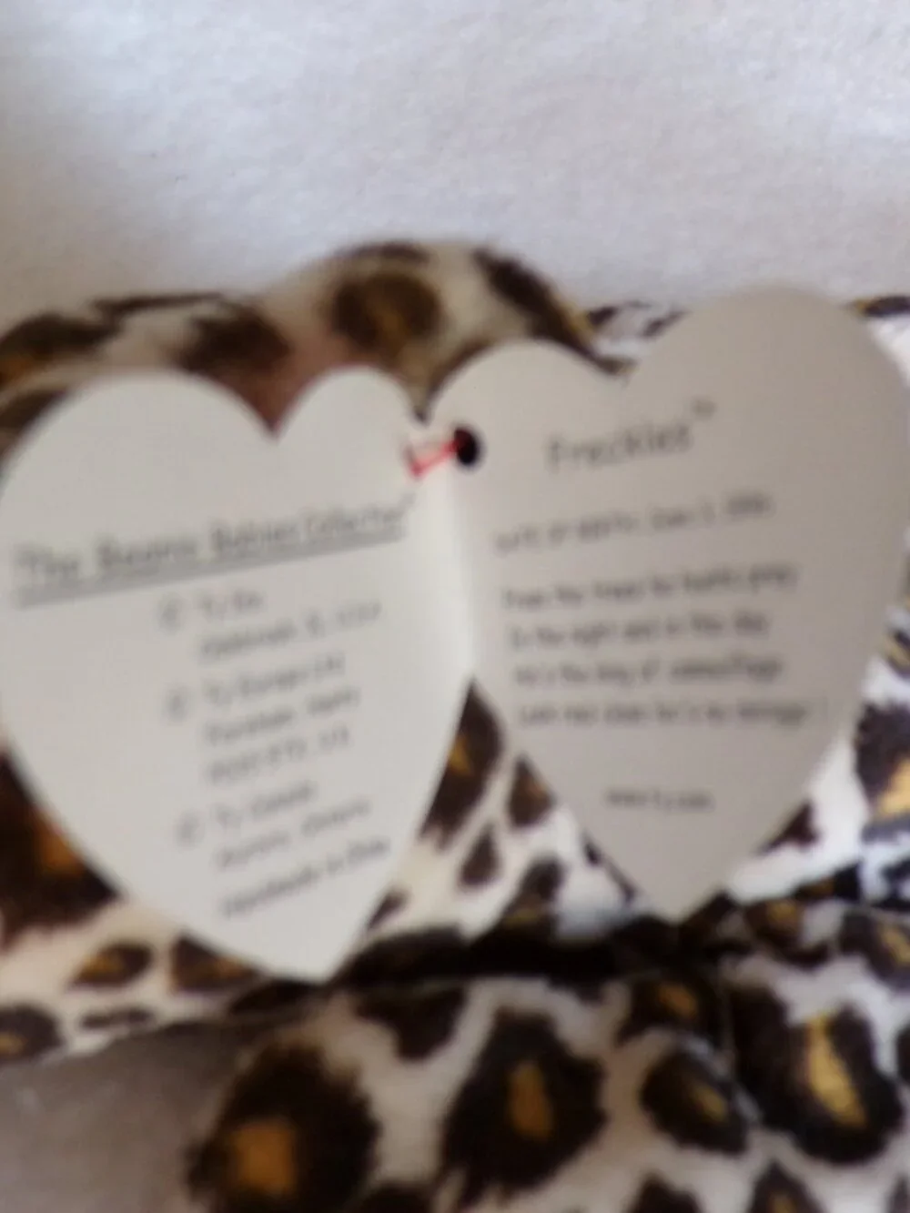 Ty Beanie Baby Freckles the Spotted Leopard Heart Tag with Star