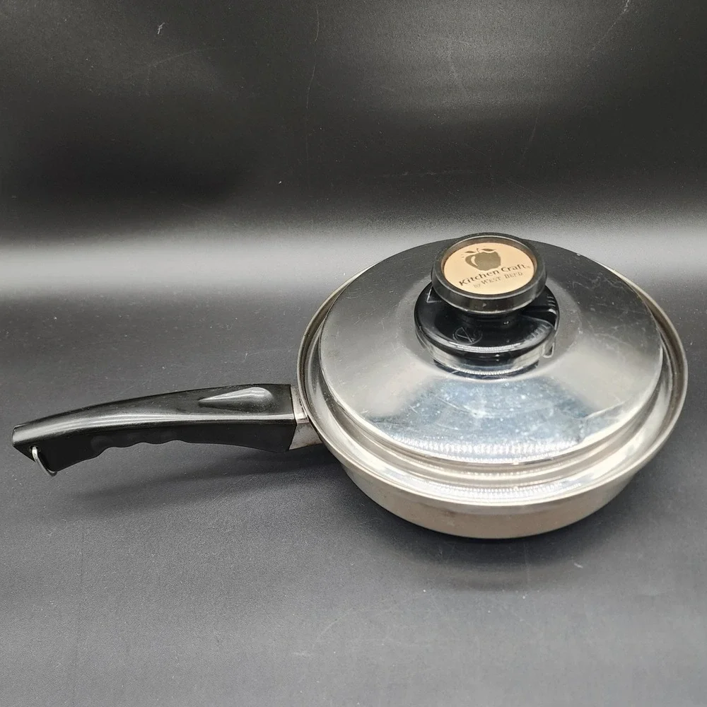 Kitchen Craft Silver Stainless Steel Waterless Skillet Saucepan Pot Set of 2