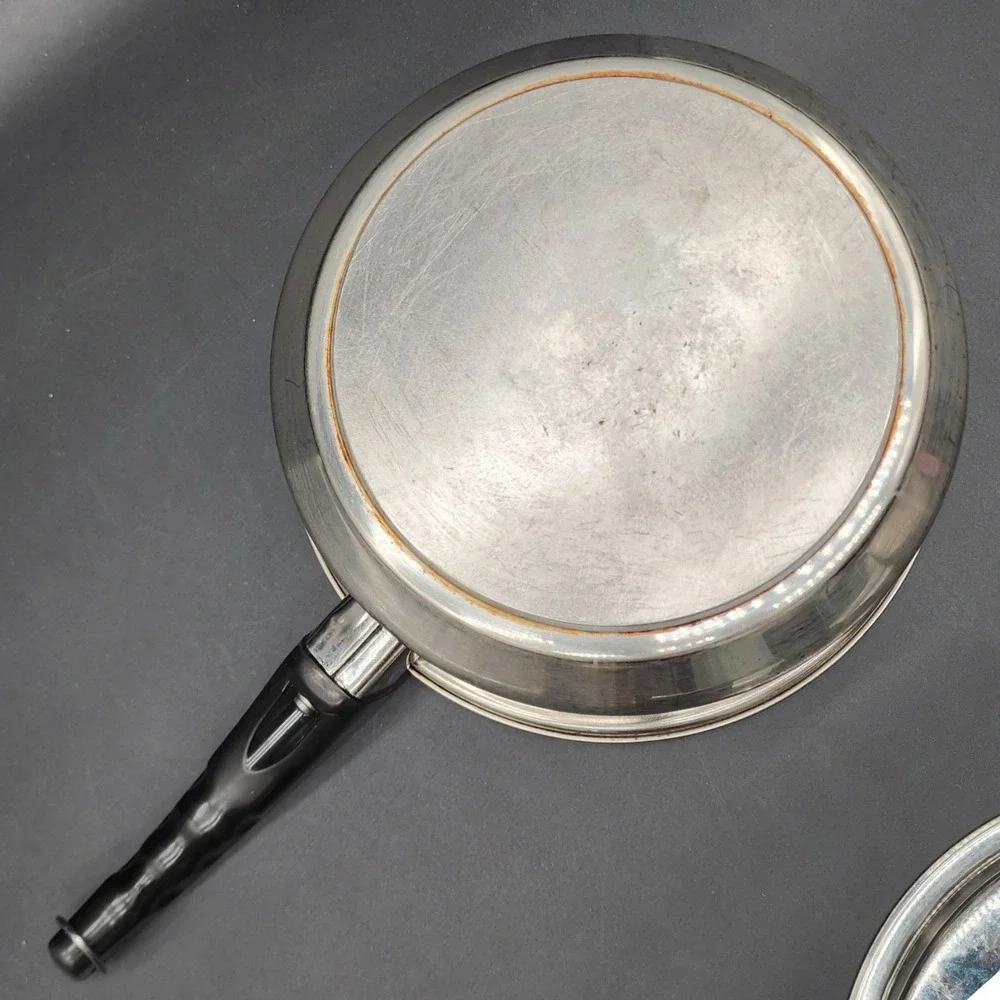 Kitchen Craft Silver Stainless Steel Waterless Skillet Saucepan Pot Set of 2