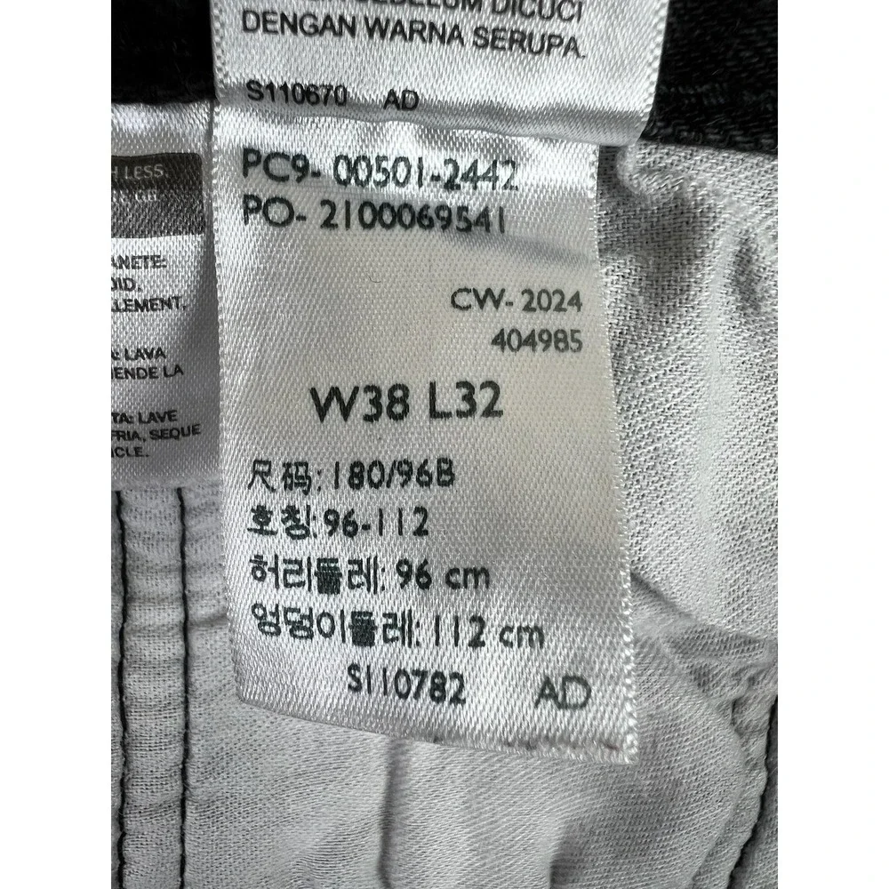 Levis 501 Jeans Mens 38x32‎ Black Regular Straight Stretch Denim Button Fly