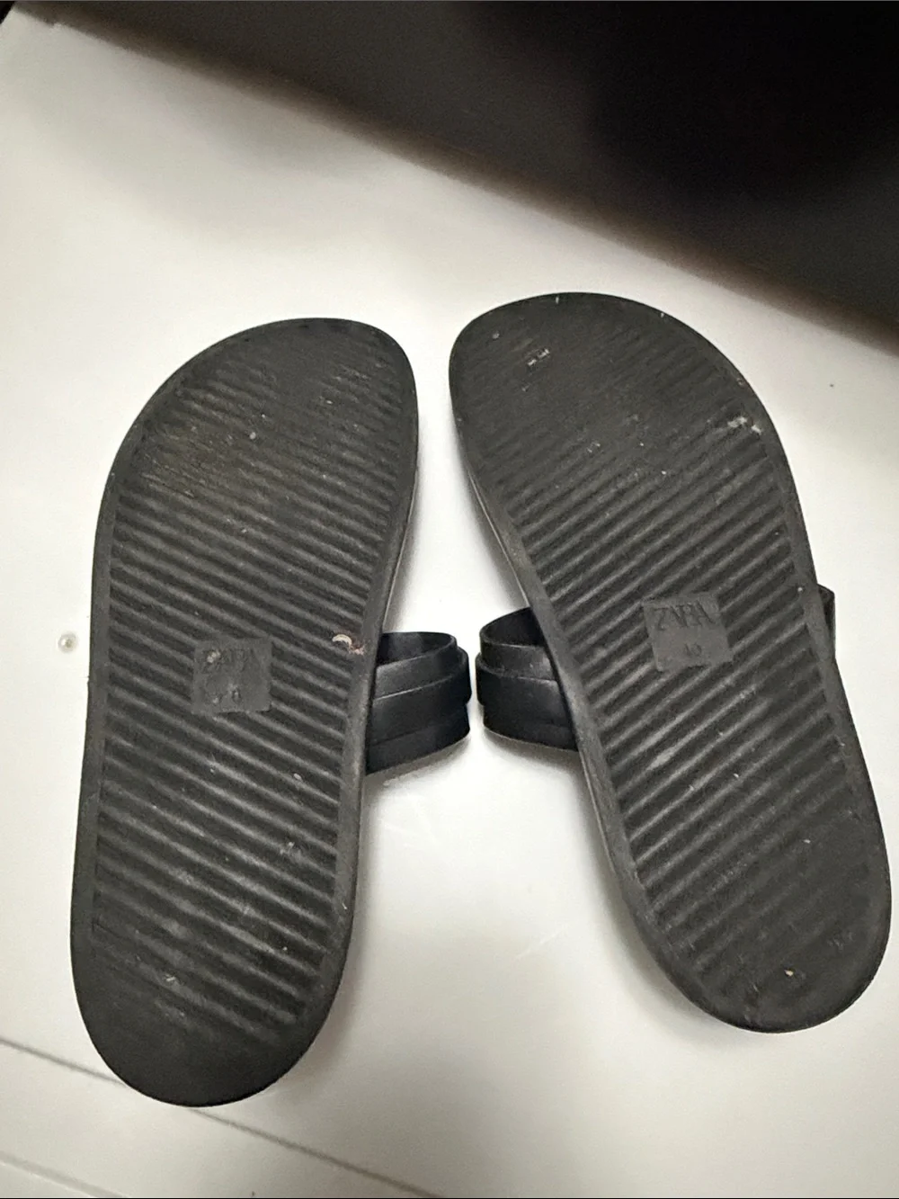 Zara Black Slide Sandals with Gold Buckles size 40