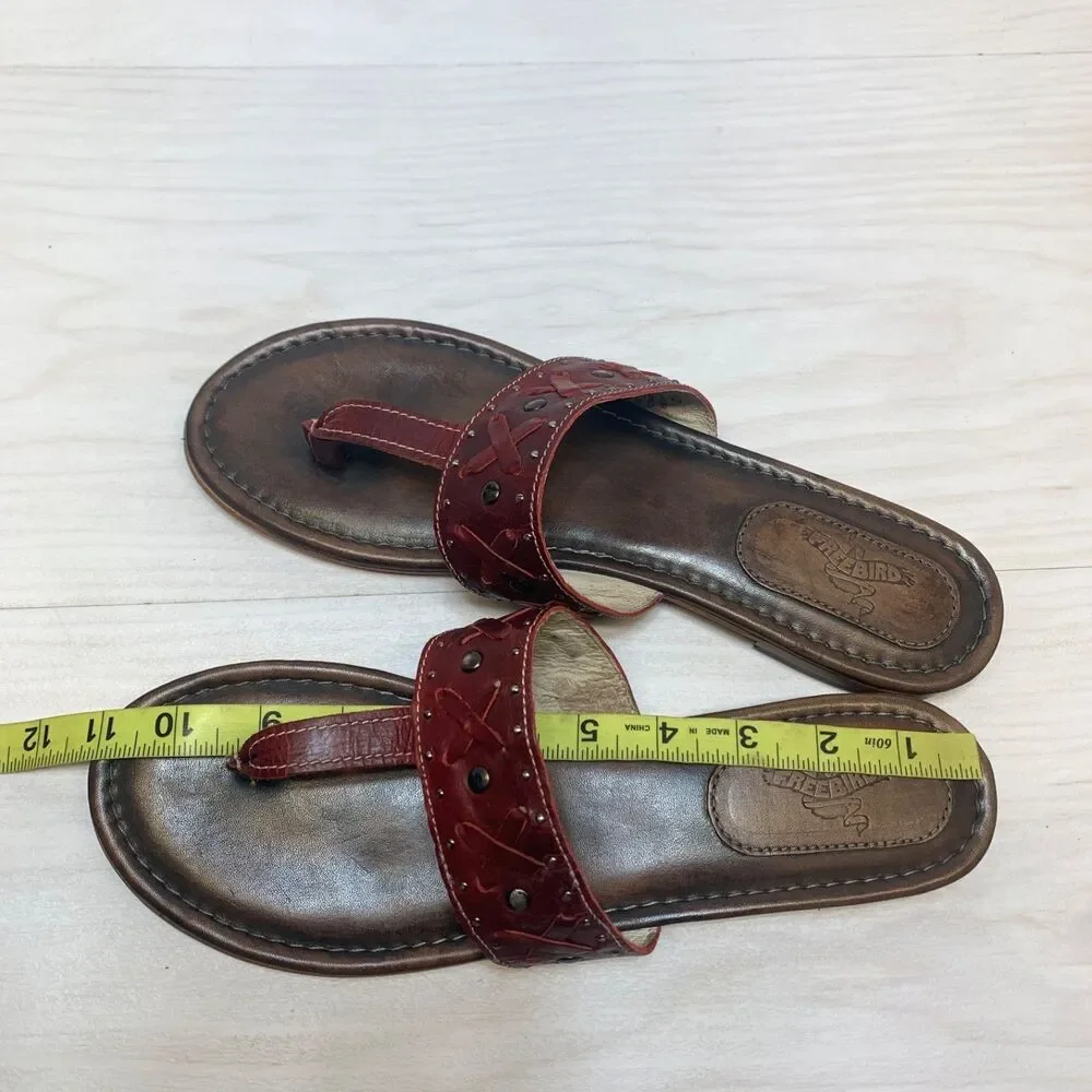 Factory Freebird Leather Sandals SHAY Red Womens Size‎ 12 Rare NEW With Box