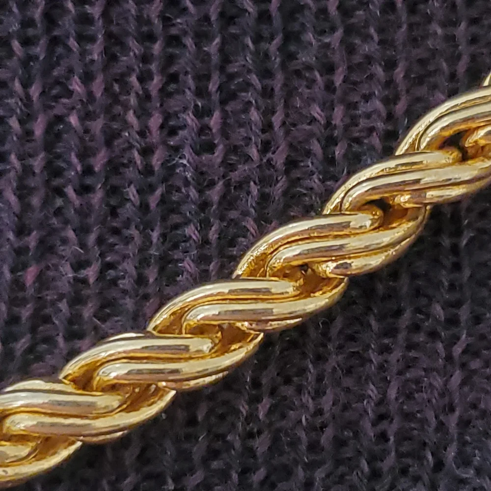 Goldtone braided rope chain with magnetic closure men's 17 1/2 inches