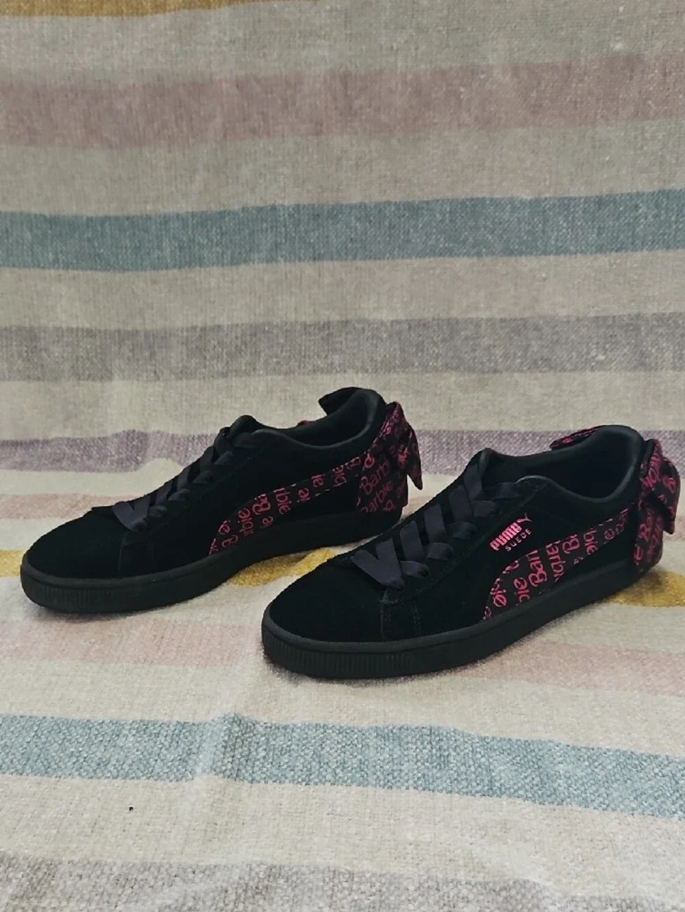 PUMA x Barbie Suede Classic Black & Pink Bow Sneakers