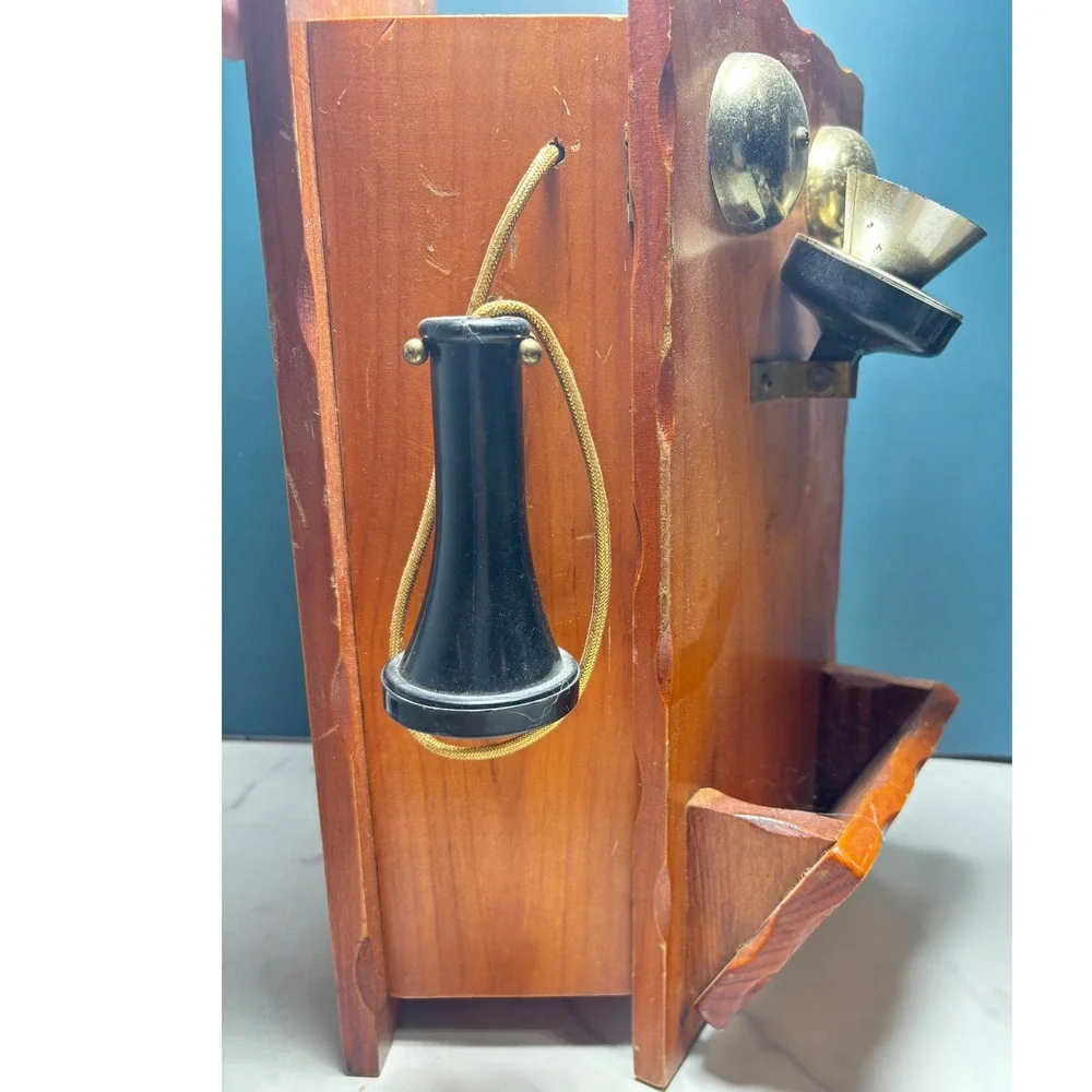 Vintage Wooden Wall Telephone Cabinet Decorative Storage Box Rustic Farmhouse