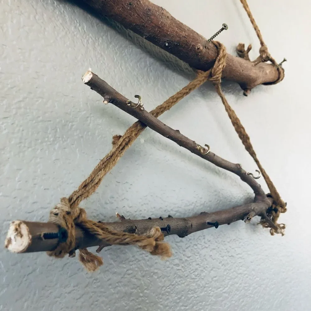 Natural Wood Branch Boho Jewelry Display Organizer
