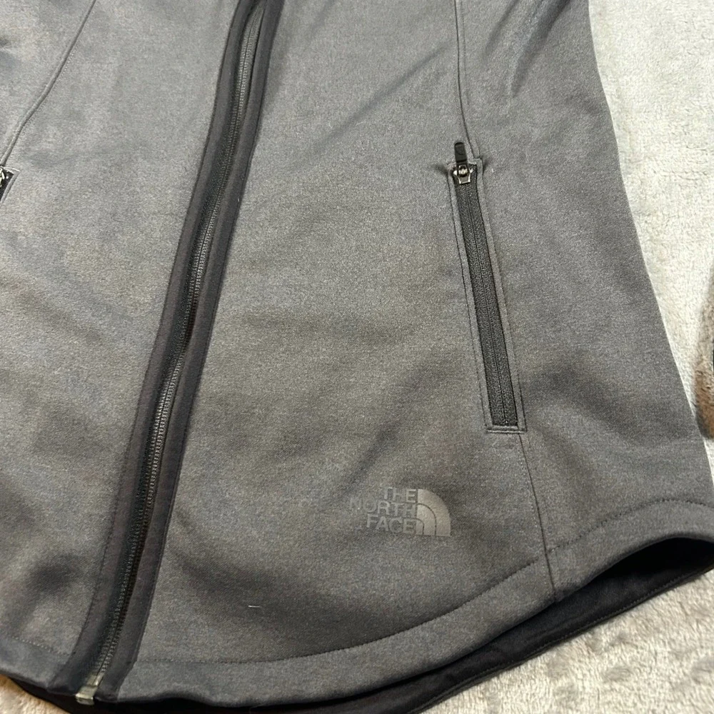 The North Face Womens Gray Black Hybrid Fleece Full Zip Hoodie Jacket Small