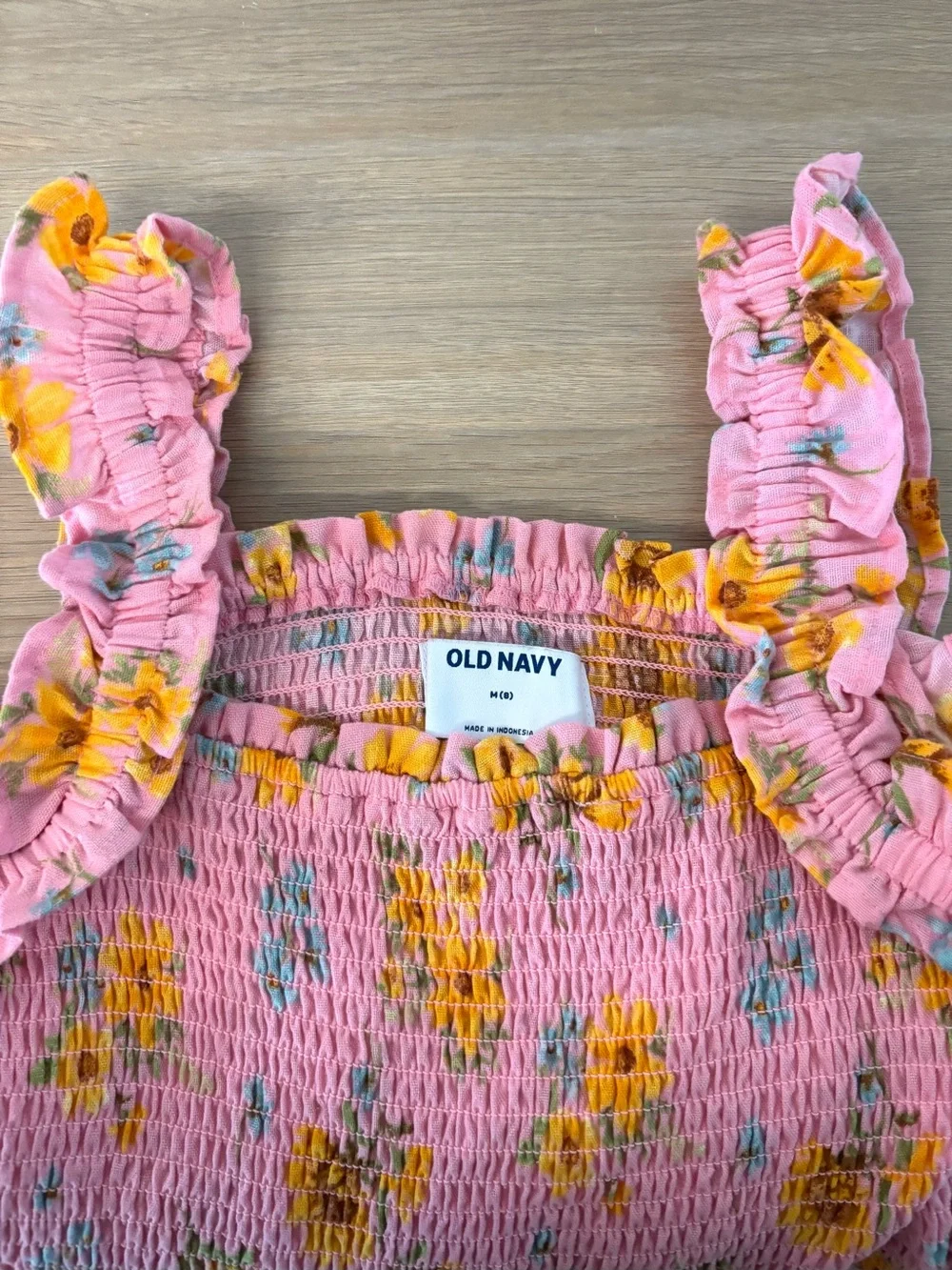 Old Navy Pink Floral Smocked Jumpsuit with Ruffle Straps