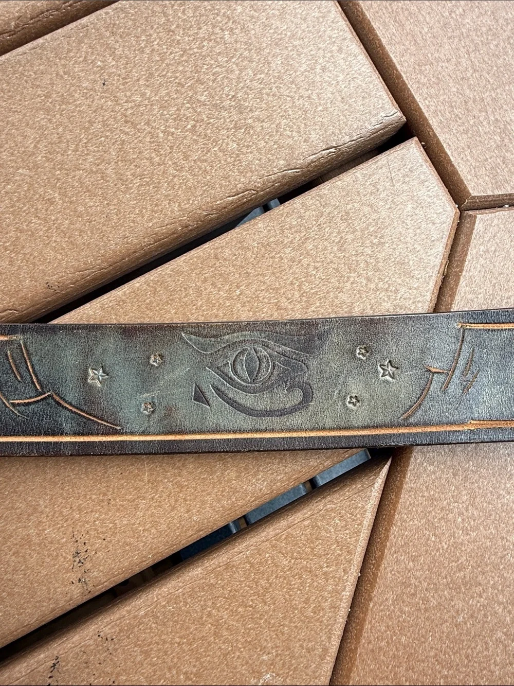 Salvatori Eye of Horus Leather Hand Tooled & Painted Belt
