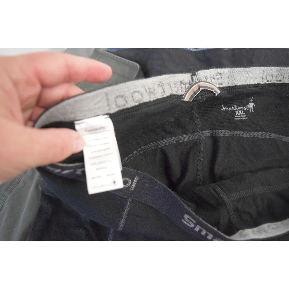 Smartwool Base Layer 3/4 Bottom XXL Black Merino Wool Thermal Mens Hiking Winter