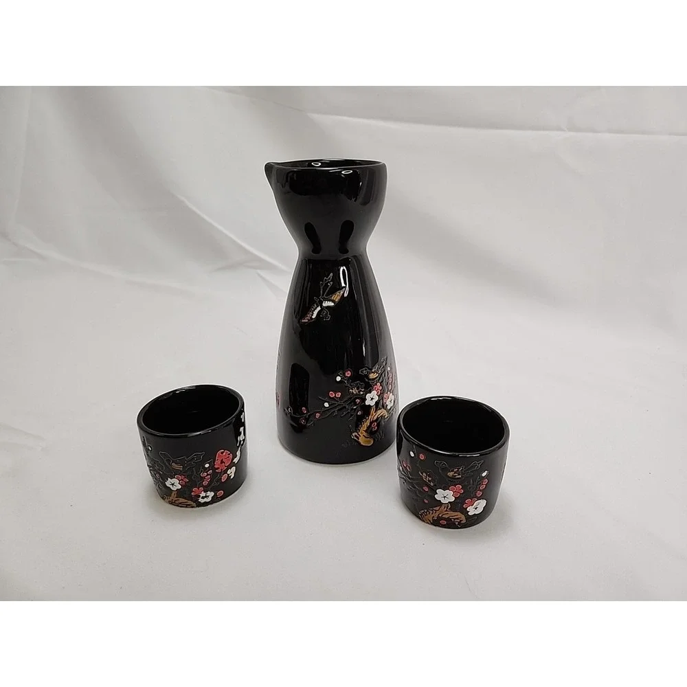 World Market 3‎ Piece Cherry Blossom Sake Set ~ EXCELLENT CONDITION!