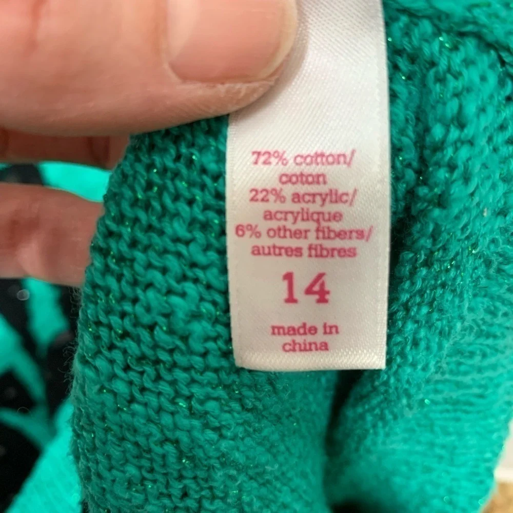 NWOT Justice Teal Famous Sweater Size 14