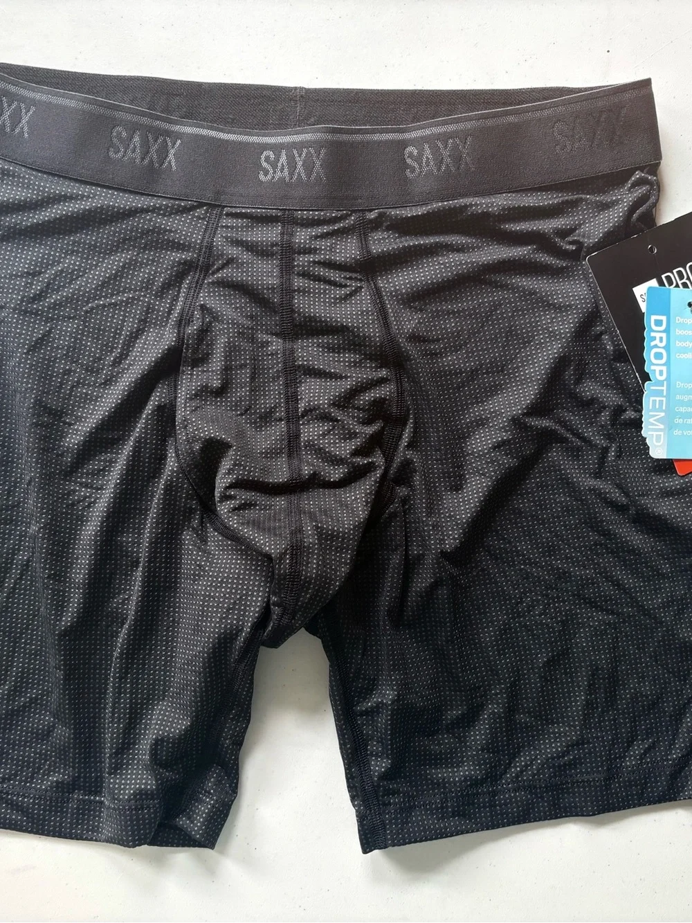 Saxx Black Performance Boxer Briefs with Subtle Dot Texture
