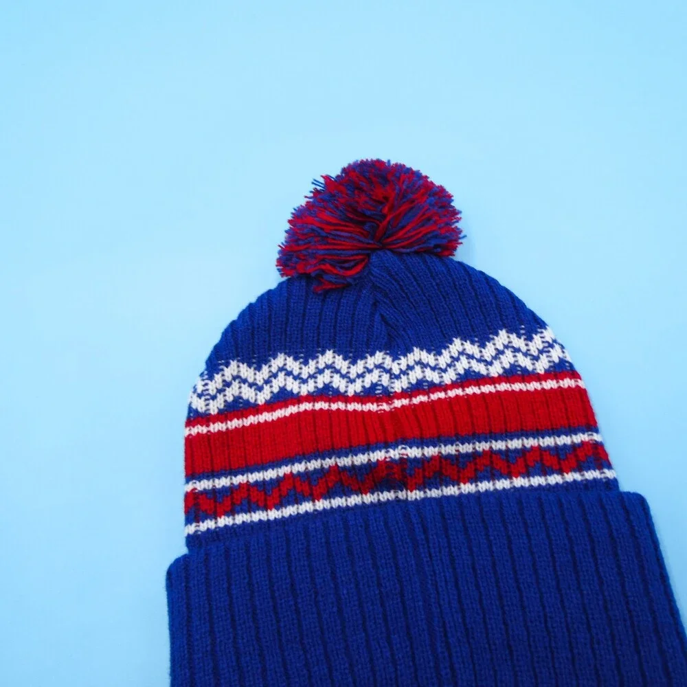 '47 Brand New York Giants Winter Hat Boys Blue Striped Acrylic Beanie‎ NFL Youth