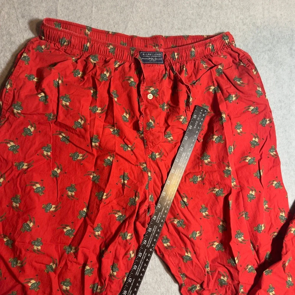 Polo Ralph Lauren Mens Red Skiing Polo Bear Pajama Pants Sleepwear Large