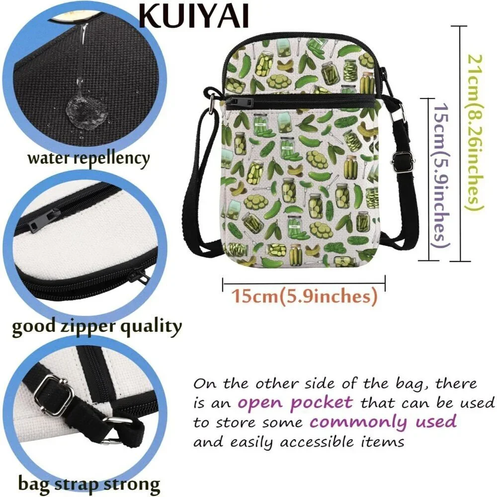Funny Pickle Crossbody Bag Cotton Compact Food Gift for Pickle Lovers