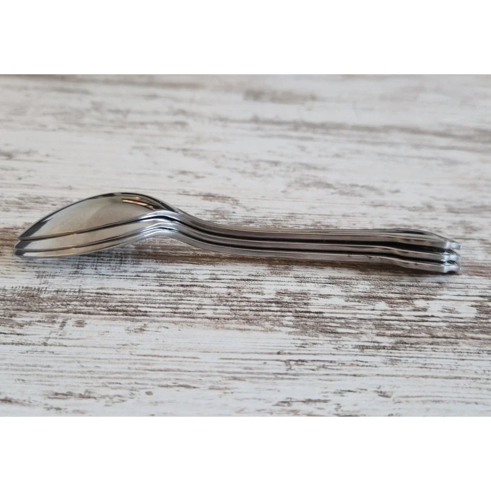 Vintage D&J Japan Stainless Steel Spoons Set of 3 Ornate Handle Silverware