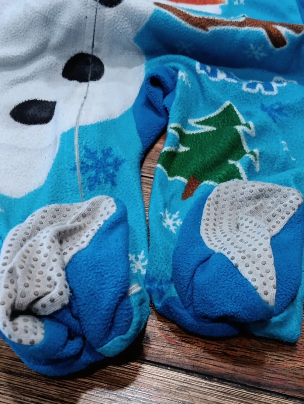 Disney Blue Kids One-Piece Fleece Pajamas with Snowman Design