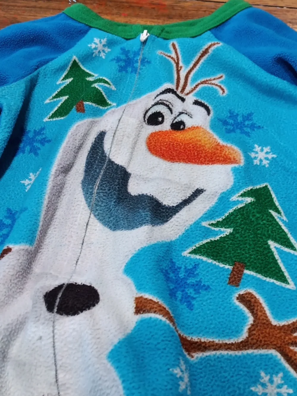 Disney Blue Kids One-Piece Fleece Pajamas with Snowman Design