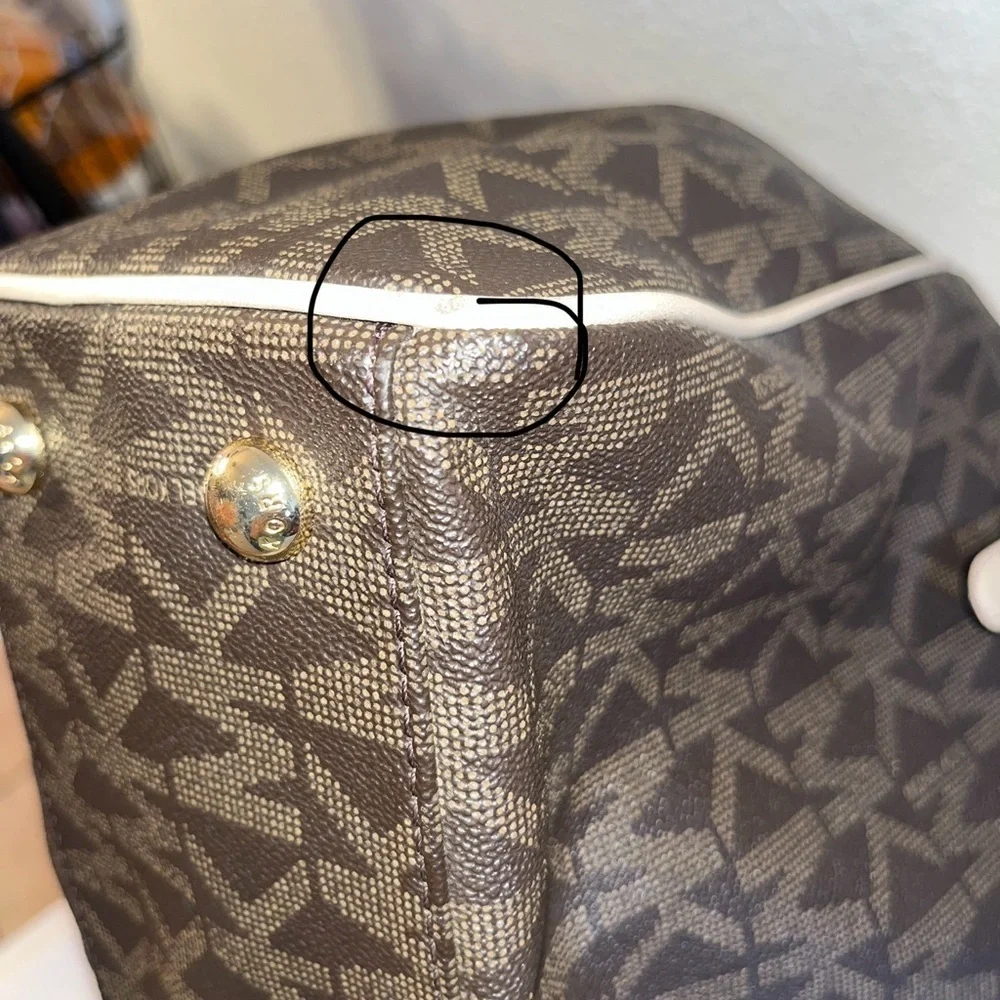 Michael Kors Dark Brown and Tan Logo Tote