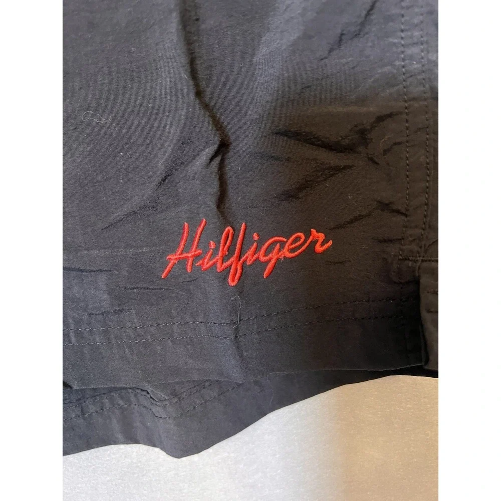 Tommy Hilfiger Swim Shorts Lined Trunks Adult Mens Large Black Embroidered Nylon