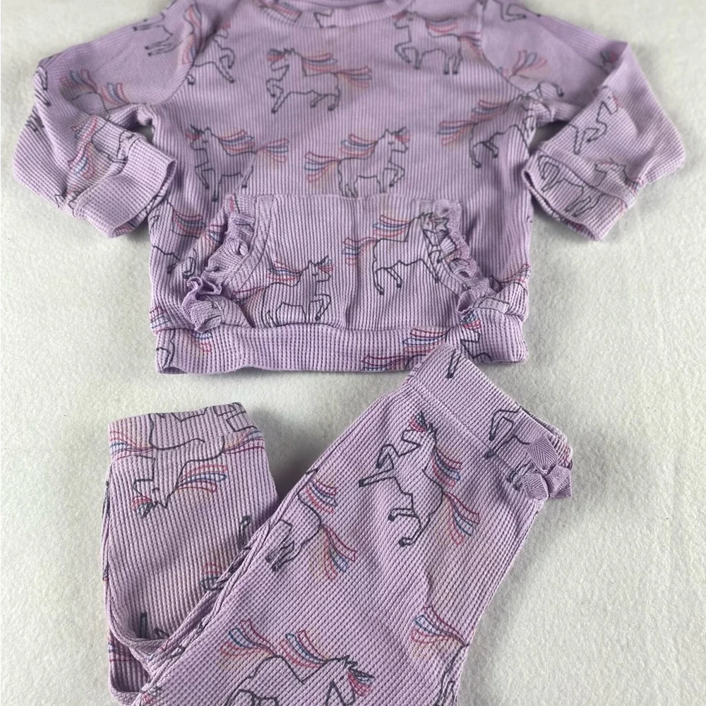Garanimals Purple Unicorn Toddler Girls Set Size 18 months Long Sleeve Pockets