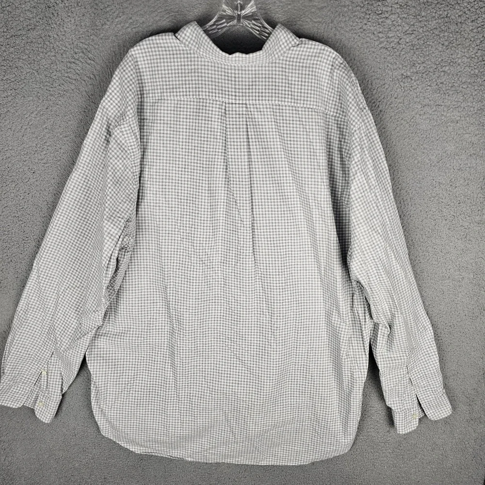 Polo Ralph Lauren Shirt Mens 2XLT Grey Gingham Check Button Down Long Sleeve