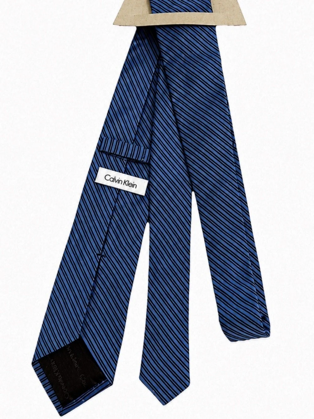 Calvin Klein Men’s Blue Striped 100% Silk Tie Necktie New