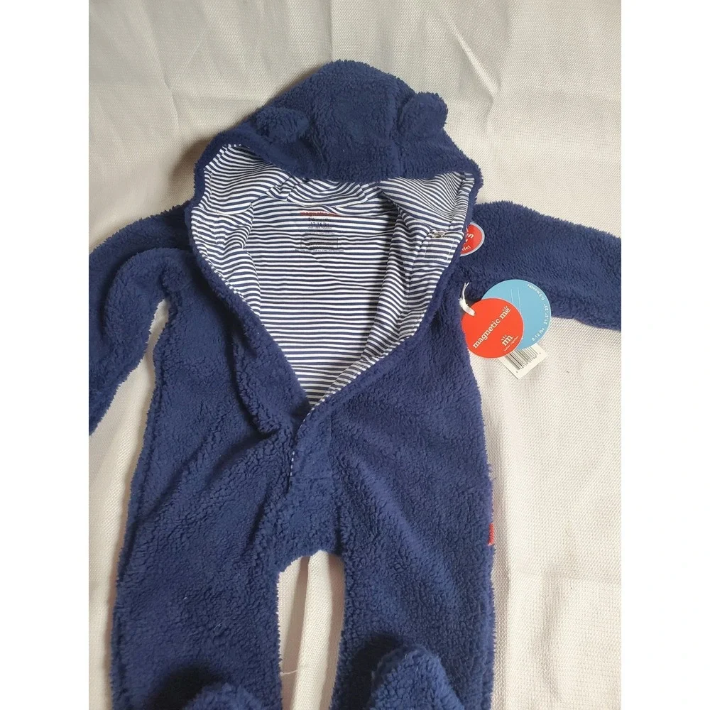 NWT Magnetic Me Bears‎ Blueberry Fleece Pram Bunting Suit 3-6M Magnetic Close