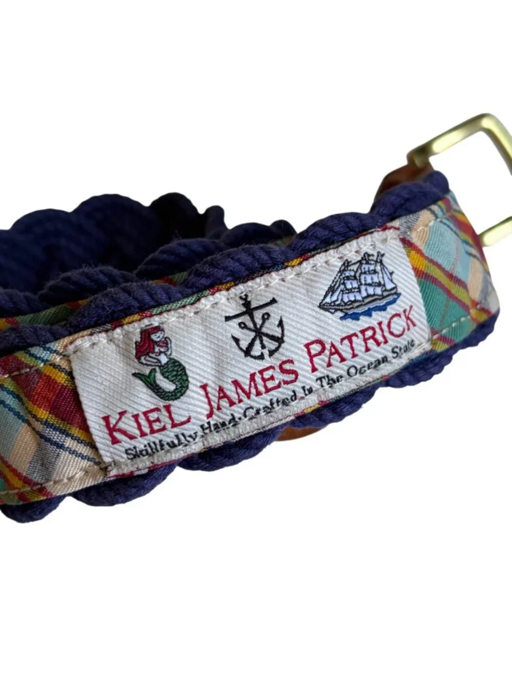 Kiel James Patrick KJP Belt Mens 32 Woven Braided Nautical Sailing Madras Preppy