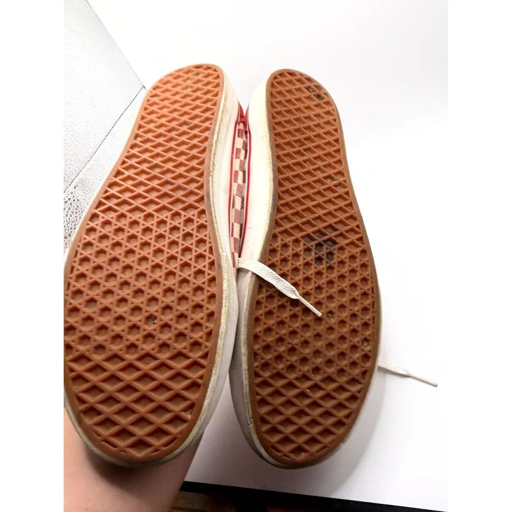 Vans Old Skool Checkerboard Mens 12 Sneaker Red White Canvas Skateboard Shoes‎