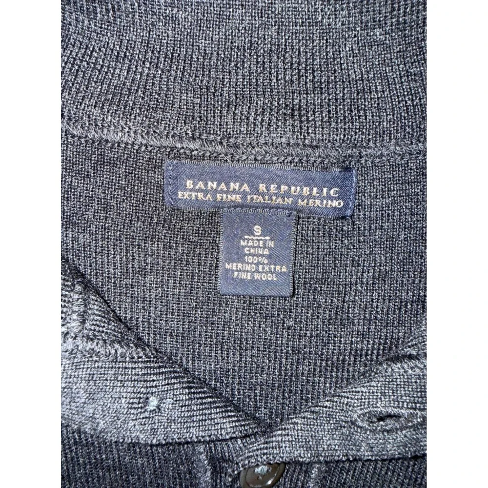 Banana Republic Mens Gray Merino Wool Henley Sweater Elbow Patch Size Small