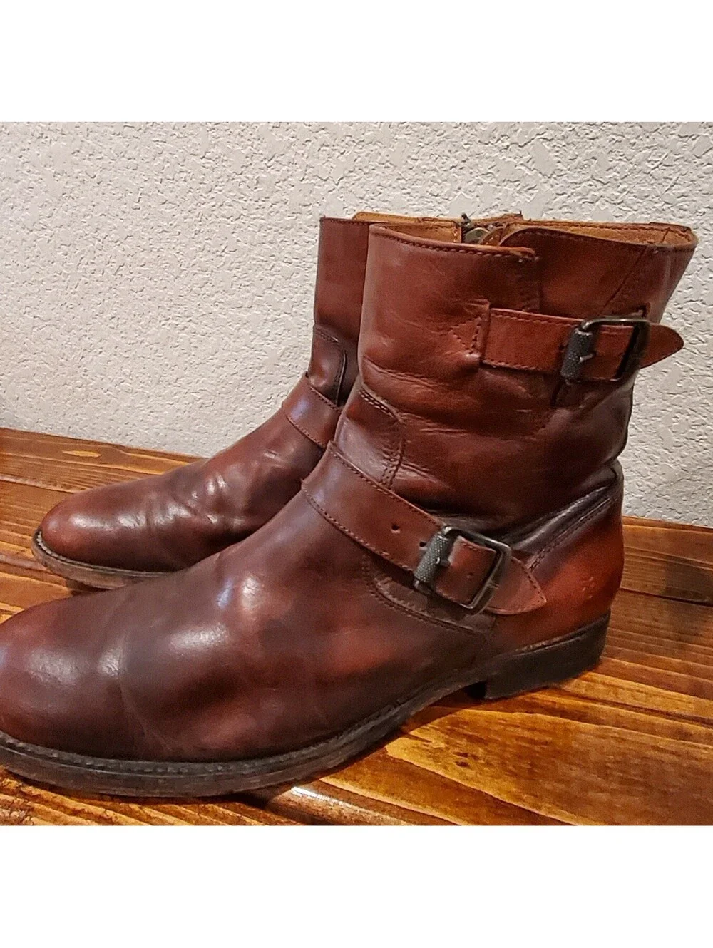 Frye Tyler Engineer Boots Brown Leather Men’s 8.5 D Buckle MOTO BIKER