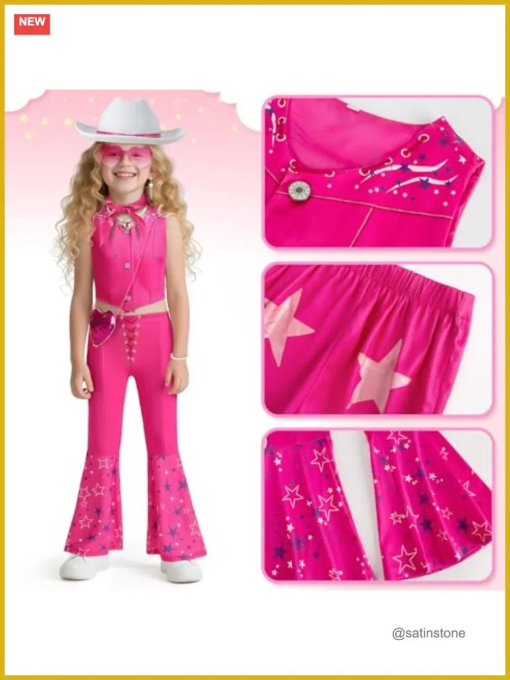 Kids Cowgirl Costume 10-Piece Western Rodeo Dress Up Outfit