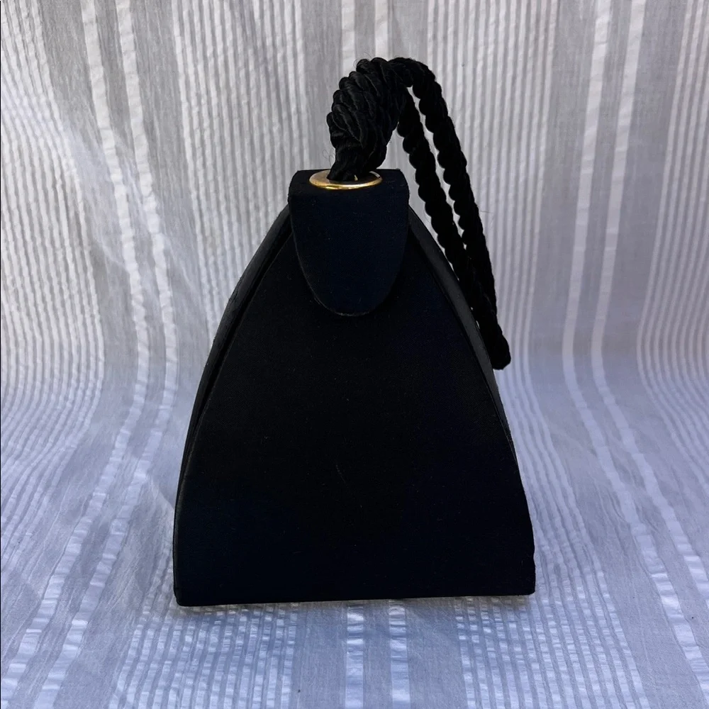 Vintage Black Satin Teardrop Evening Bag