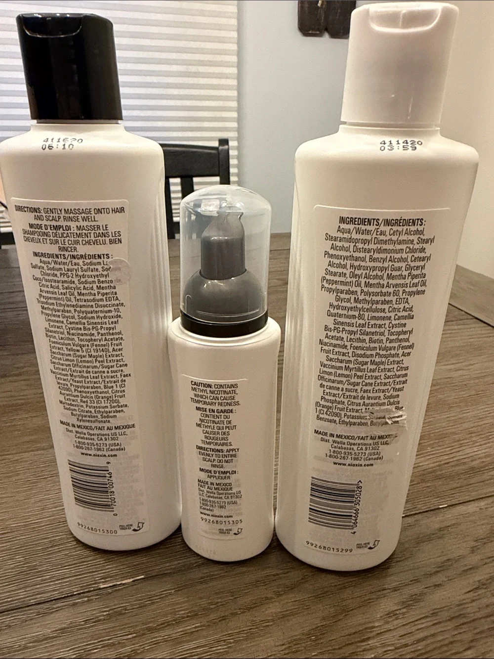 Nioxin shampoo labels