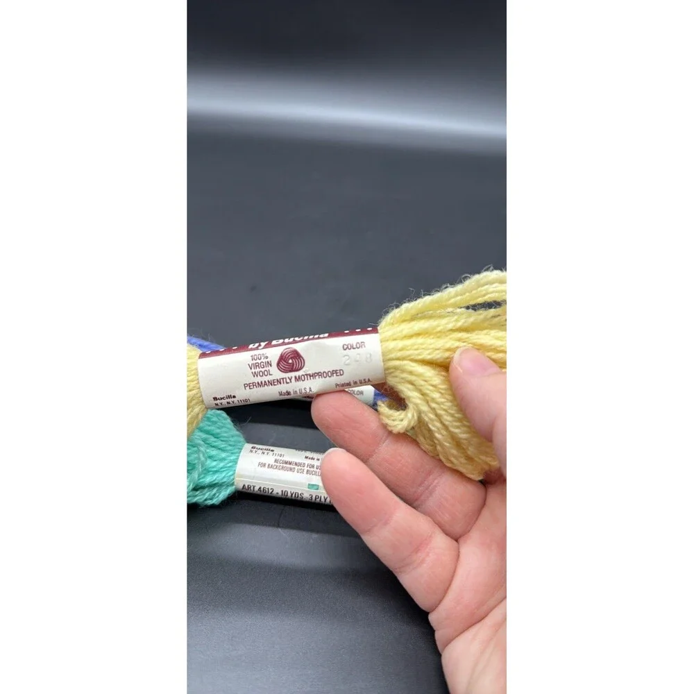 Bucilla Persian Needlepoint & Crewel 100% Wool 3-Ply Lot of 3 Yellow Blue Green